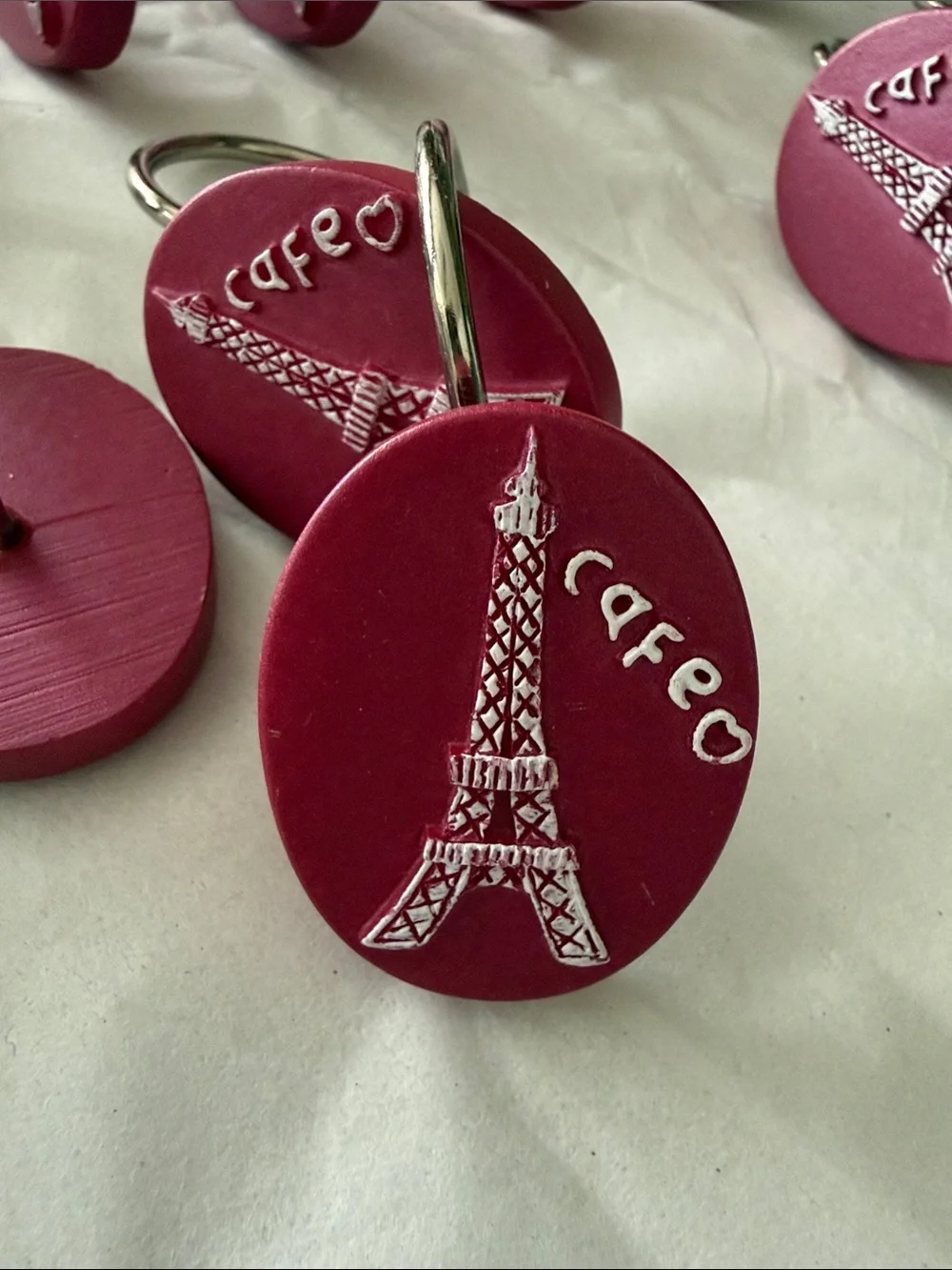 Eiffel Tower Cafe Shower Curtain Hooks Set 12